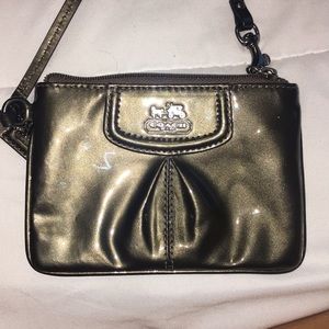 Small Olive Green Sparkly Coach Wrist Purse